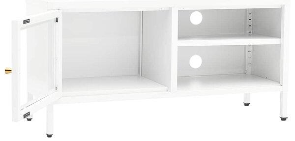 Fehér acél és üveg TV-szekrény 90 x 30 x 44 cm