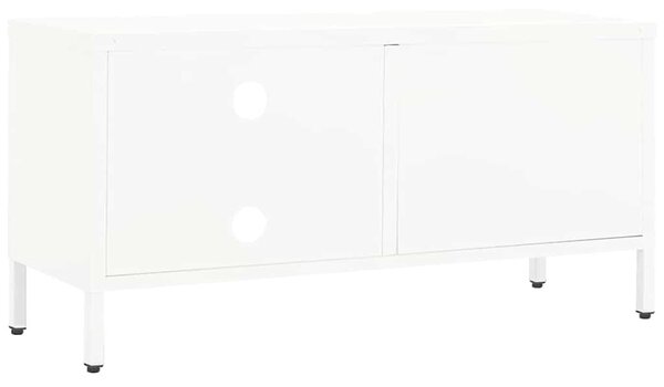 Fehér acél és üveg TV-szekrény 90 x 30 x 44 cm