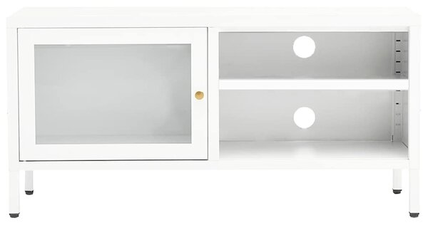 Fehér acél és üveg TV-szekrény 90 x 30 x 44 cm