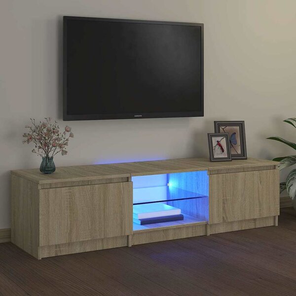 Sonoma tölgy színű TV-szekrény LED lámpákkal 140x40x36 cm