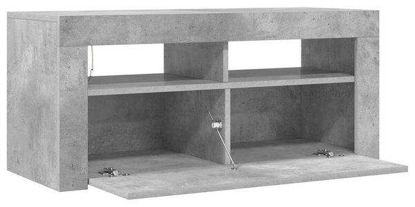 Betonszürke TV-szekrény LED-világítással 90 x 35 x 40 cm