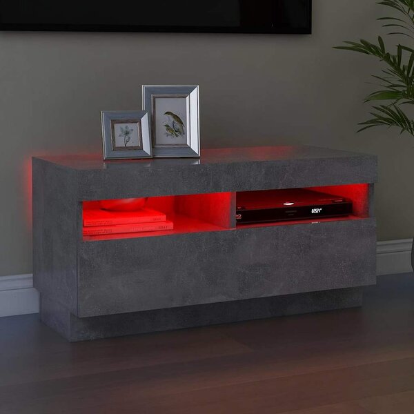 Betonszürke TV-szekrény LED-lámpákkal 80 x 35 x 40 cm
