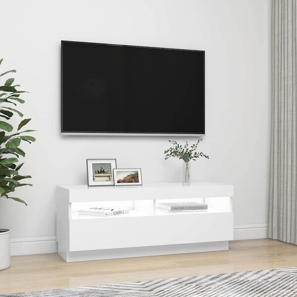 Fehér TV-szekrény LED-világítással 100 x 35 x 40 cm