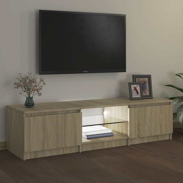 Sonoma tölgy színű TV-szekrény LED lámpákkal 140x40x36 cm
