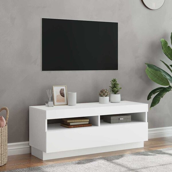 Fehér TV-szekrény LED-világítással 100 x 35 x 40 cm