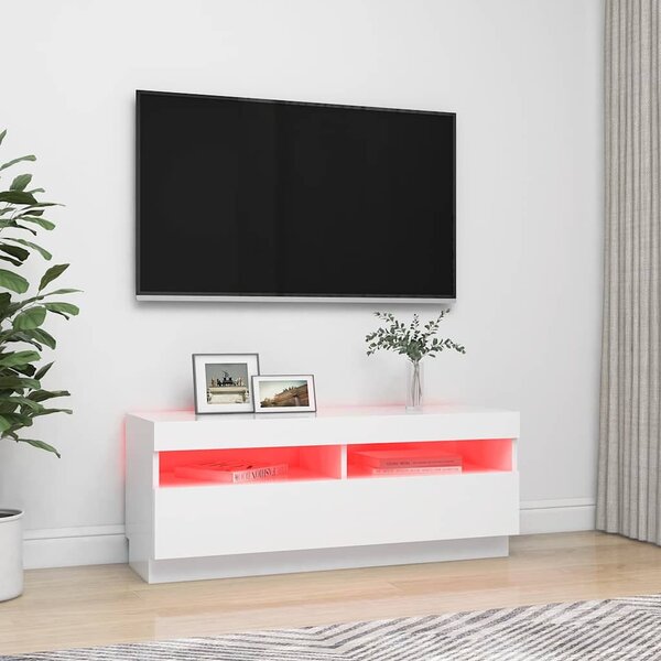 Fehér TV-szekrény LED-világítással 100 x 35 x 40 cm