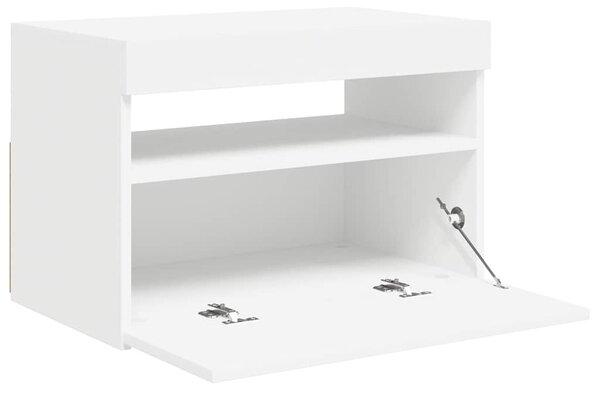 Fehér TV-szekrény LED-lámpákkal 60 x 35 x 40 cm