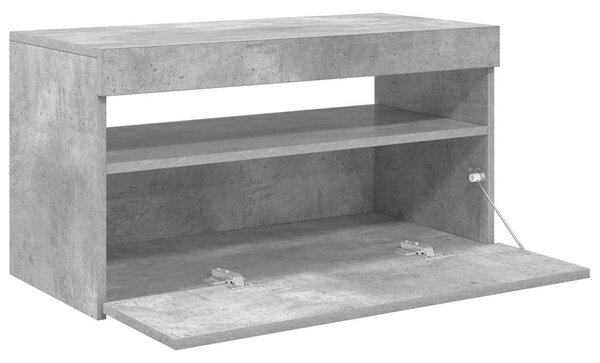 Betonszürke TV-szekrény LED-világítással 75 x 35 x 40 cm