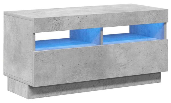 Betonszürke TV-szekrény LED-lámpákkal 80 x 35 x 40 cm