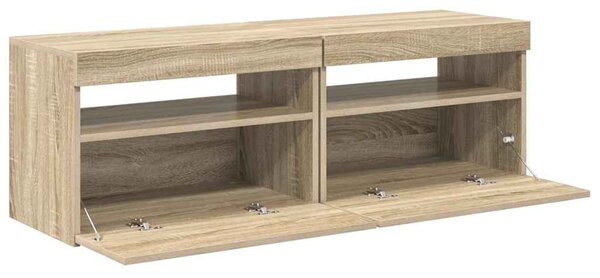 2 db sonoma tölgy színű TV-szekrény LED-lámpákkal 60x35x40 cm