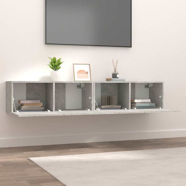 2 db betonszürke szerelt fa TV-szekrény 80 x 30 x 30 cm