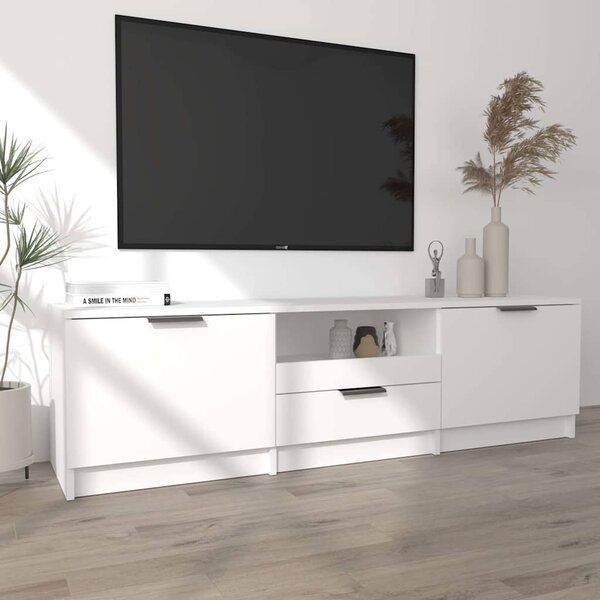 Fehér, préselt fából készült TV-szekrény 140 x 35 x 40 cm