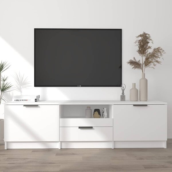 Fehér, préselt fából készült TV-szekrény 140 x 35 x 40 cm