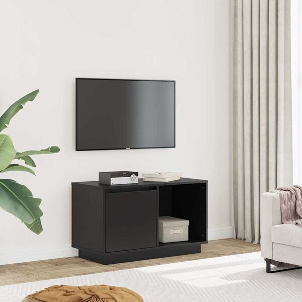 Fekete tömör fenyőfa TV-szekrény 74x35x44 cm
