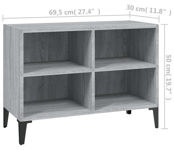 Szürke sonoma színű TV-szekrény fémlábakkal 69,5 x 30 x 50 cm