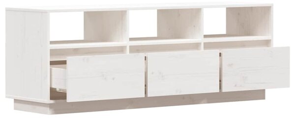 Fehér tömör fenyőfa TV-szekrény 140x37x50 cm