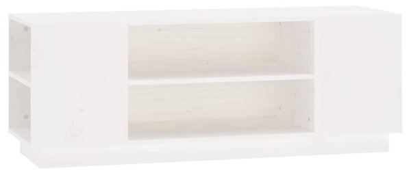 Fehér tömör fenyőfa TV-szekrény 110 x 35 x 40,5 cm