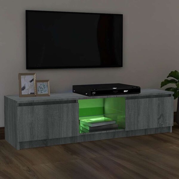 Szürke sonoma színű TV-szekrény LED lámpákkal 120 x 30 x 36cm