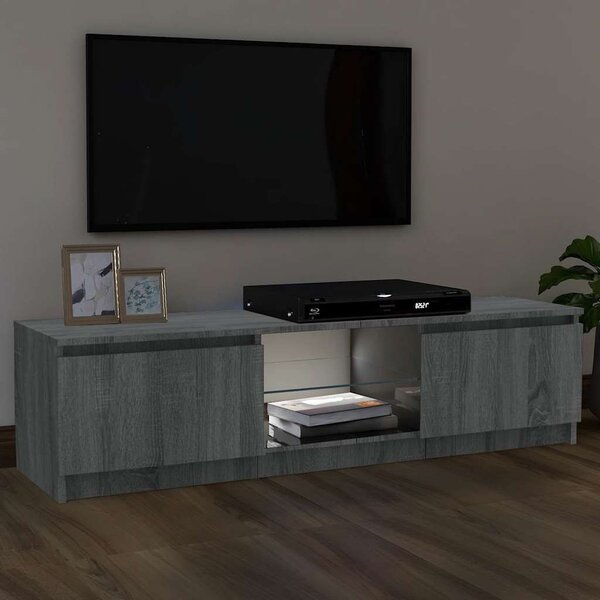 Szürke sonoma színű TV-szekrény LED lámpákkal 120 x 30 x 36cm