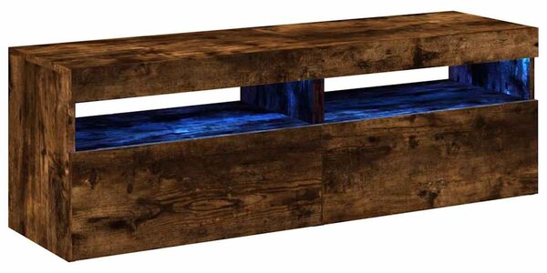 2 db barna tölgyszínű TV-szekrény LED-ekkel 60 x 35 x 40 cm