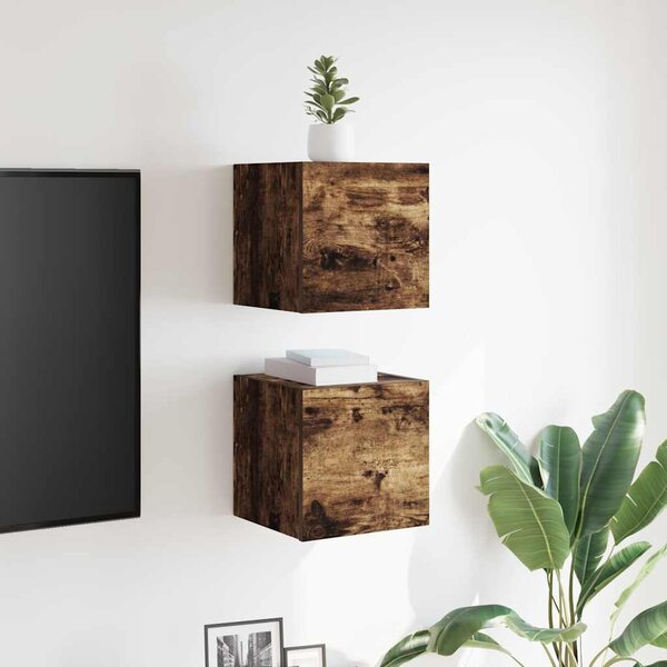 2 db füstös tölgy színű fali TV-szekrény 30,5 x 30 x 30 cm