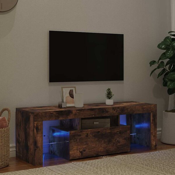 Füstös tölgy színű TV-szekrény LED-világítással 120x35x40 cm
