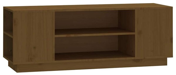 Mézbarna tömör fenyőfa TV-szekrény 110 x 35 x 40,5 cm
