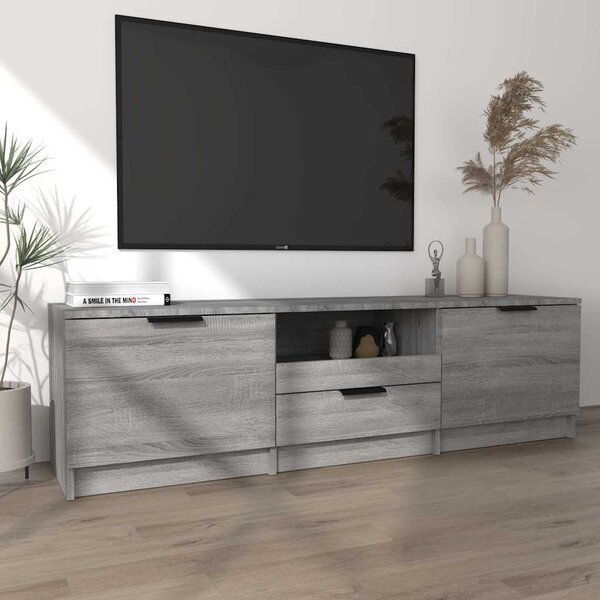 Szürke sonoma színű szerelt fa TV-szekrény 140 x 35 x 40 cm