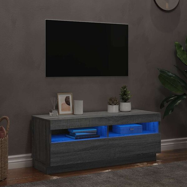 Szürke sonoma TV-szekrény LED-lámpákkal 100 x 35 x 40 cm