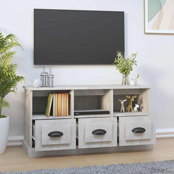 Betonszürke szerelt fa TV-szekrény 100x35x50 cm