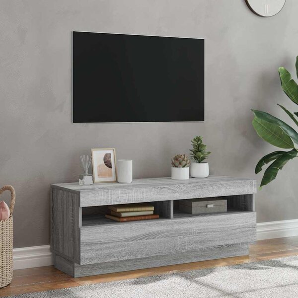 Szürke sonoma TV-szekrény LED-lámpákkal 100 x 35 x 40 cm