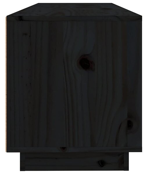 Fekete tömör fenyőfa TV-szekrény 100x34x40 cm
