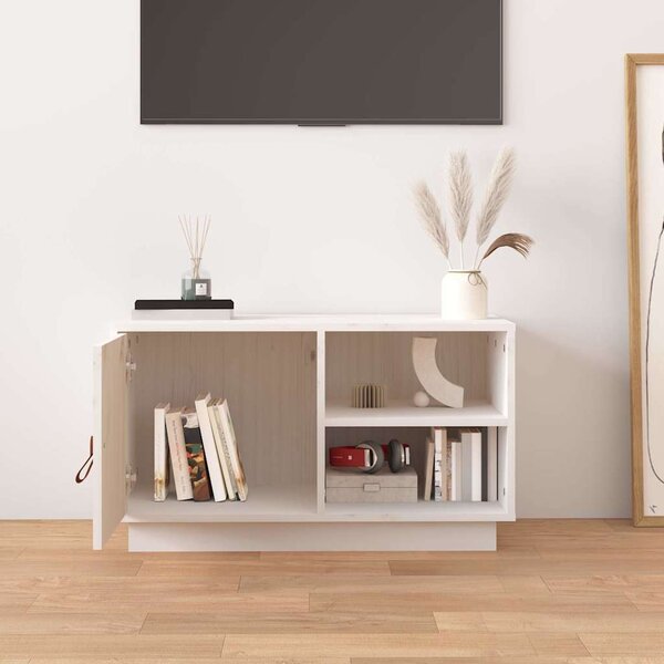 Fehér tömör fenyőfa TV-szekrény 70 x 34 x 40 cm