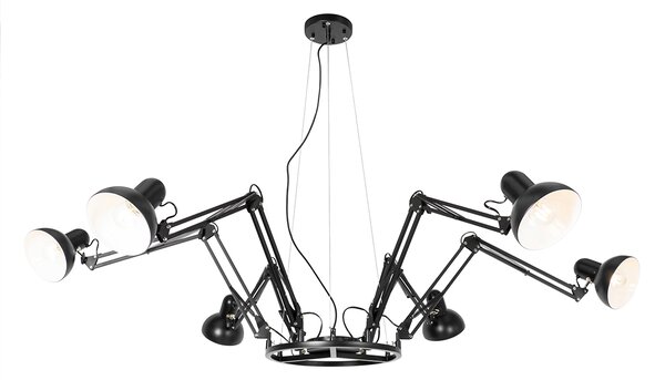 Ipari függőlámpa fekete 6 fényű állítható - Hobby Spinne