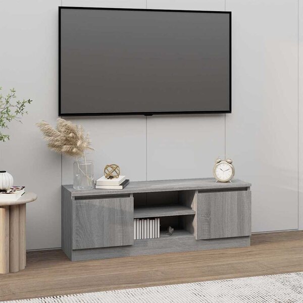 Szürke sonoma színű TV-szekrény ajtóval 102 x 30 x 36 cm