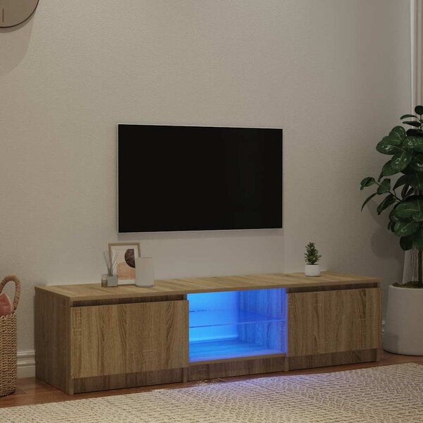 Füstös tölgy színű TV-szekrény LED-ekkel 140 x 40 x 36 cm