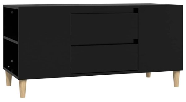 Fekete szerelt fa TV-szekrény 102x44,5x50 cm