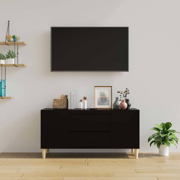 Fekete szerelt fa TV-szekrény 102x44,5x50 cm