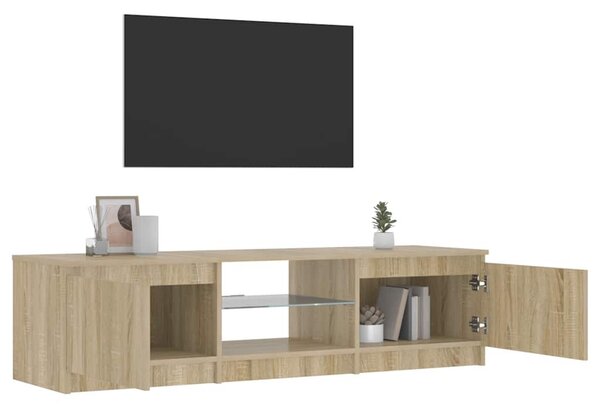 Füstös tölgy színű TV-szekrény LED-ekkel 140 x 40 x 36 cm
