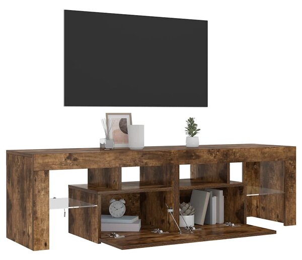 Füstös tölgy színű TV-szekrény LED-lámpákkal 140 x 36,5 x 40 cm
