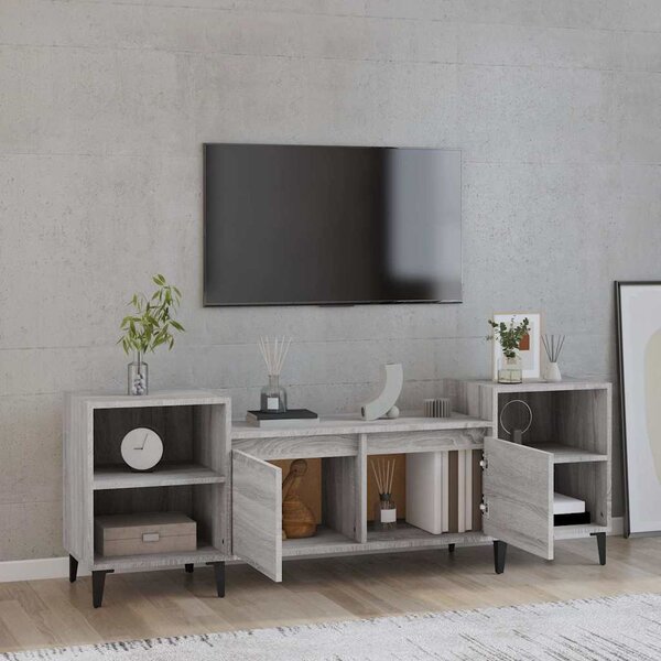 Szürke sonoma színű szerelt fa TV-szekrény 160x35x55 cm