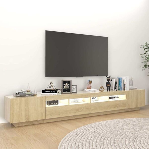 Sonoma tölgy színű TV-szekrény LED-lámpákkal 260 x 35 x 40 cm