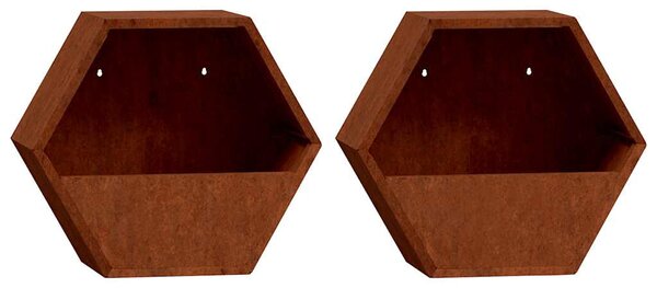 2 db rozsda színű corten acél fali növénytartó 46 x 10 x 40 cm