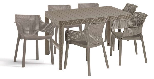 Evyon 6+1 kerti Bútor garnitúra szett - cappuccino