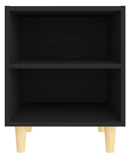 2 db fekete éjjeliszekrény tömör fa lábakkal 40 x 30 x 50 cm