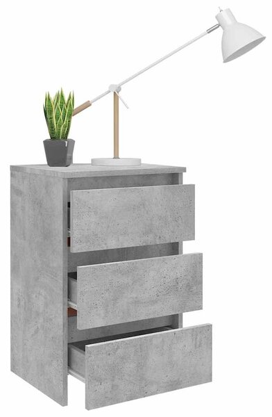 Betonszürke szerelt fa éjjeliszekrény 40 x 35 x 62,5 cm