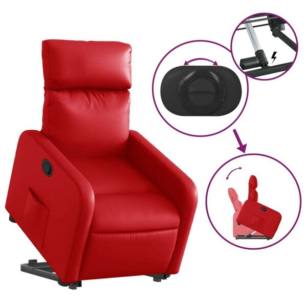 VidaXL Elektromos Felállást Segítő Fotel - Piros Műbőr