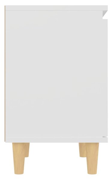 2 db fehér éjjeliszekrény tömör fa lábakkal 40 x 30 x 50 cm