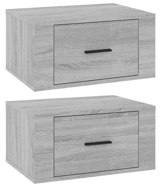 2 db szürke sonoma falra szerelhető éjjeliszekrény 50x36x25 cm
