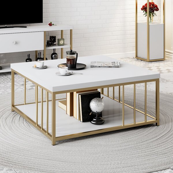 Kávézóasztal Zenn-White, Gold fehér Arany